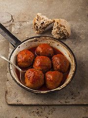 Image showing Meatballs in pan