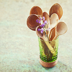 Image showing Wooden cooking utensils