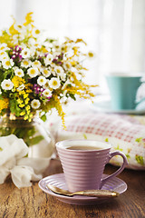 Image showing Tea and wildflowers