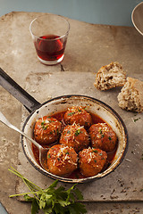 Image showing Meatballs in pan