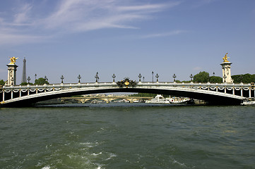 Image showing Pont alexandre III bridge over the river seine paris france