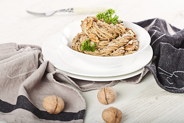 Image showing Pasta with walnut pesto