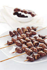 Image showing Grilled chicken hearts