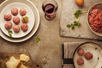 Image showing Meatballs cooking