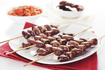 Image showing Grilled chicken hearts