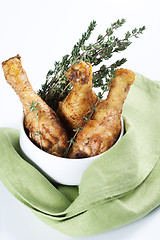 Image showing Roasted chicken legs with thyme