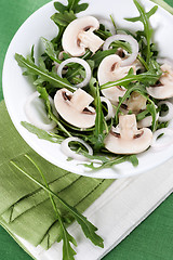 Image showing Salad with rucola and mushrooms