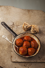 Image showing Meatballs in pan