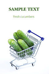 Image showing Cucumbers in a shopping cart