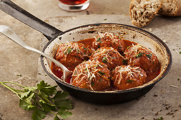 Image showing Meatballs in pan