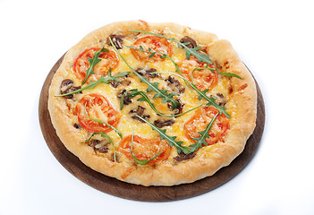 Image showing Pizza with mushroom and tomatoes