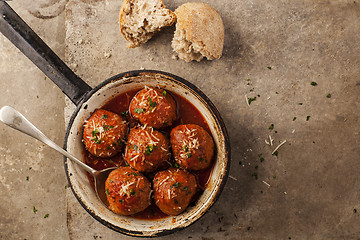 Image showing Meatballs in pan