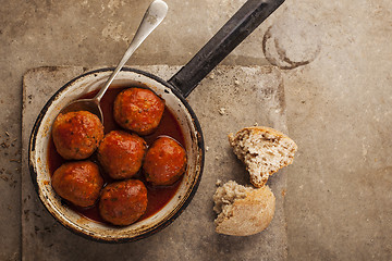 Image showing Meatballs in pan