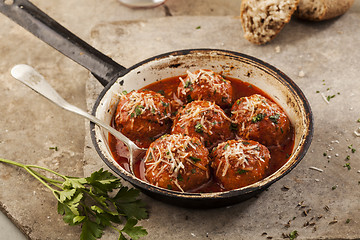 Image showing Meatballs in pan