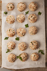 Image showing Meatballs cooking