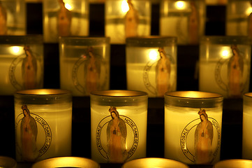 Image showing Candles lit as a prayer, Notre dame, cathedral, paris, france