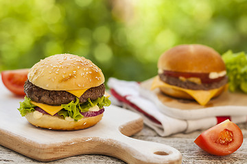 Image showing Burgers served outdoor