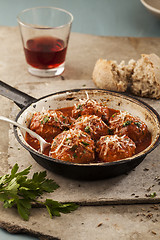 Image showing Meatballs in pan