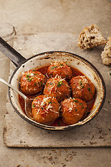 Image showing Meatballs in pan