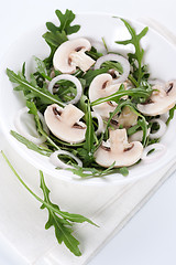 Image showing Salad with rucola and mushrooms