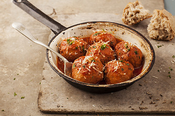 Image showing Meatballs in pan