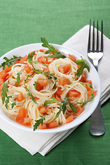 Image showing Pasta with tomato and rucola