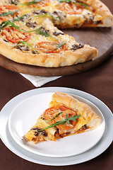 Image showing Pizza with mushroom and tomatoes