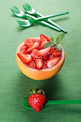 Image showing Fruit salad with strawberry and grapefruit