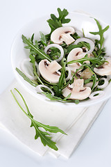 Image showing Salad with rucola and mushrooms