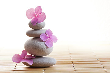 Image showing Zen stones and flowers