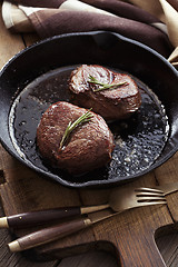 Image showing Beef steak in pan