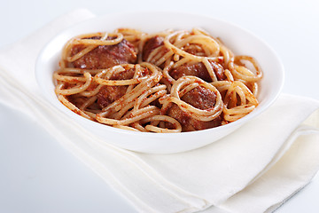 Image showing Pasta with meatballs