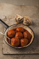 Image showing Meatballs in pan