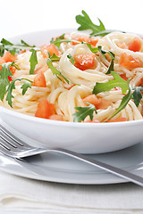 Image showing Pasta with tomato and rucola