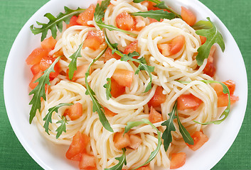 Image showing Pasta with tomato and rucola