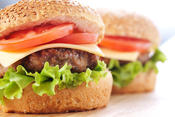 Image showing Two cheeseburgers