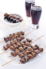 Image showing Grilled chicken hearts