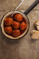 Image showing Meatballs in pan