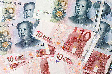 Image showing Chinese and Euro currencies

