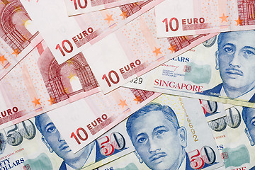 Image showing Euro and Singapore currencies

