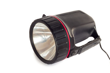 Image showing Electric rechargeable led flashlight on a white background.