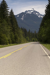 Image showing Two Lane Highway Winds Through North Cascade Mountains Washingto