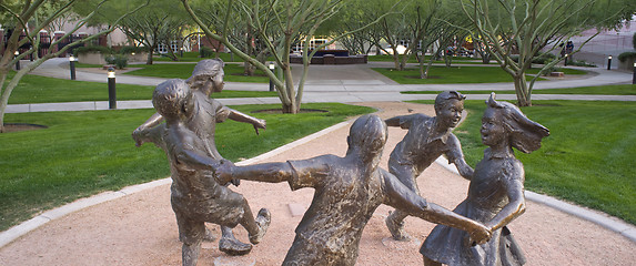 Image showing Circle of Peace Group Bronze Scupture Figures Park Phoenix Arizo
