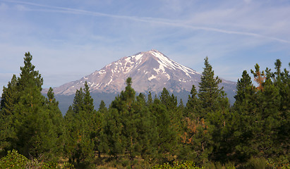 Image showing Dramatic Sun Light Hits Mount Shasta Cascade Range California