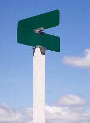 Image showing Blank Signs Crossraods Street Avenue Sign Blue Skies Clouds