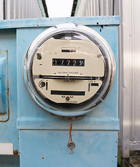 Image showing Glass Dome Watt Hour Electric Utility Meters Dock Outside