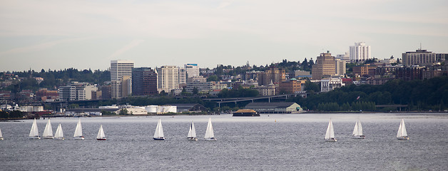 Image showing Sailboat Regatta Commencement Bay Puget Sound Dpwntown City Taco