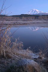 Image showing Still Morning Sunrise Trout Lake Adams Mountain Gifford Pinchot 