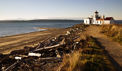 Image showing Discovery Park West Point Lighthouse Puget Sound Seattle Nautica