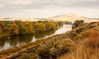 Image showing Storm Clearing Over Agricultural Land Yakima River Central Washi